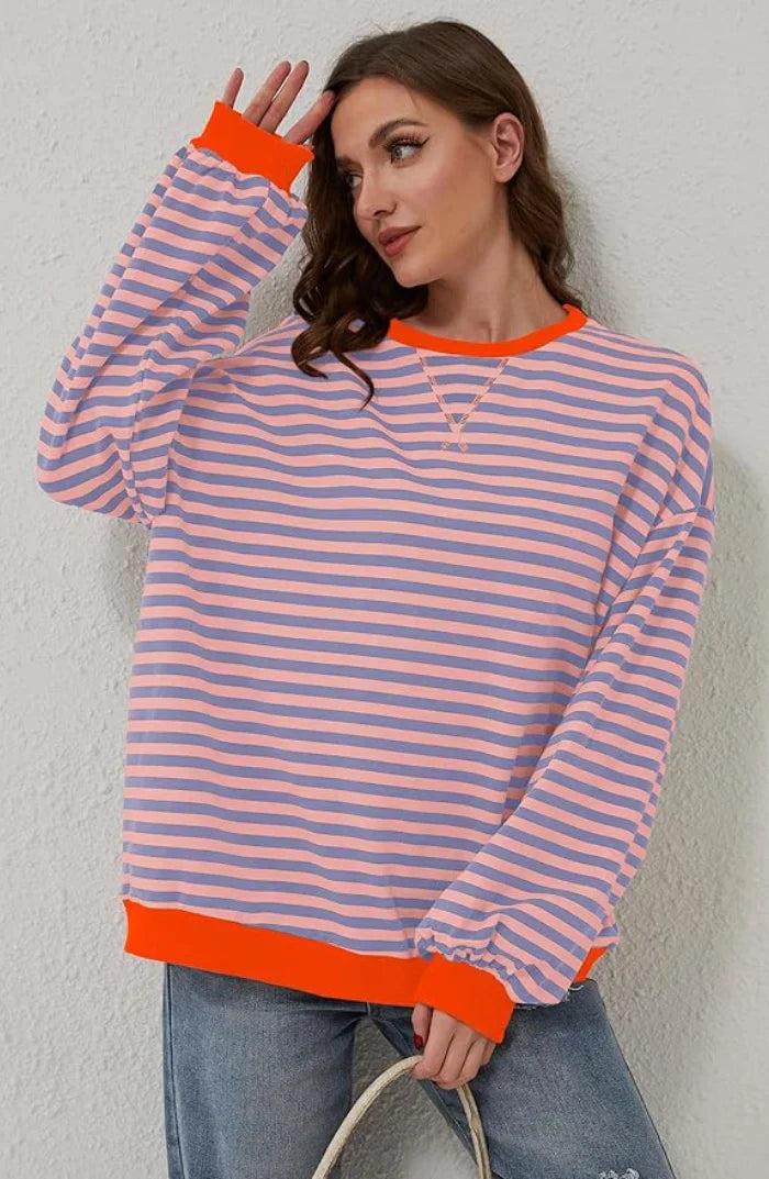 Lucy Damski Sweter – Wygodny Sweter z Luźnym Krojem, Ponadczasowe Paski & Stylowy Design