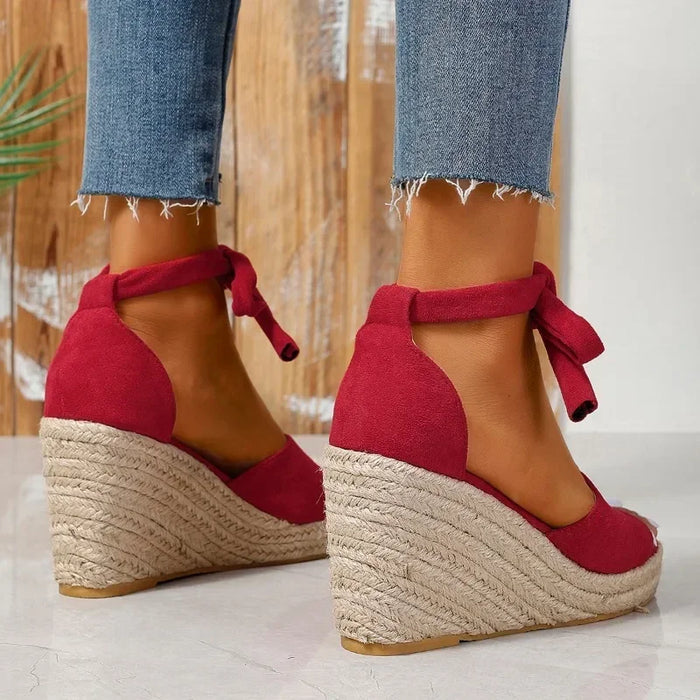 Justyna – Damskie Espadryle na Koturnie z Wiązaniem