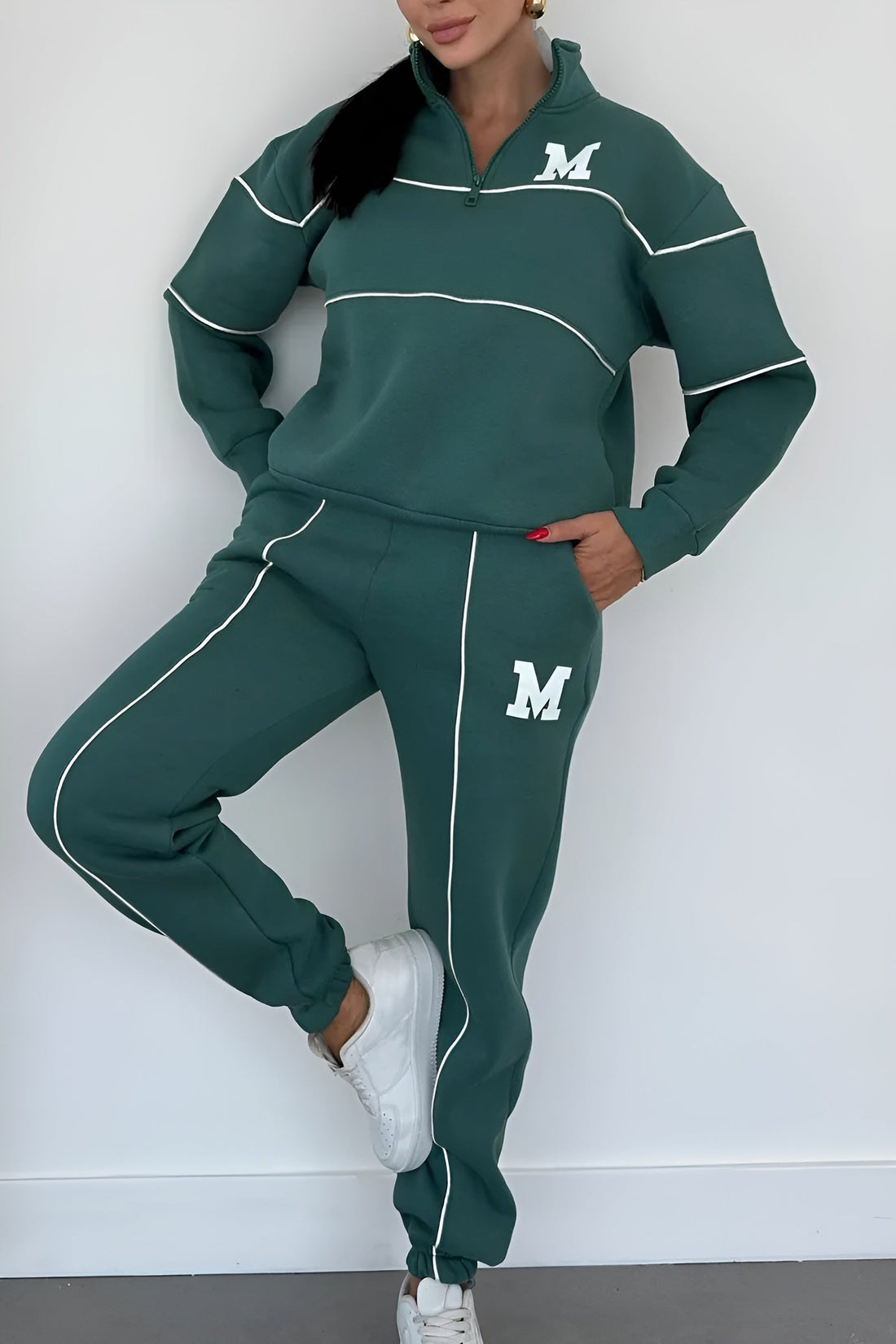 Marie Damski Zestaw Casual – Wygodny Komplet z Długimi Rękawami i Modnym Detalem „M”