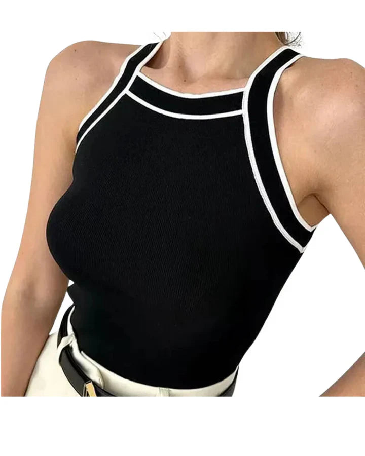 Sophie Damski Top – Czarna-Biała Bluzka o Klasycznym Kroju i Eleganckim Wyglądzie