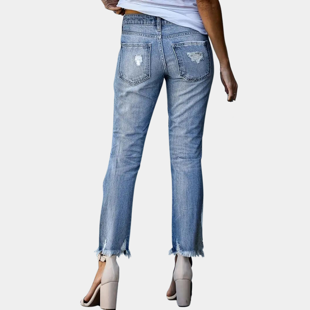Aldona - Casualowe jeansy damskie z przetarciami