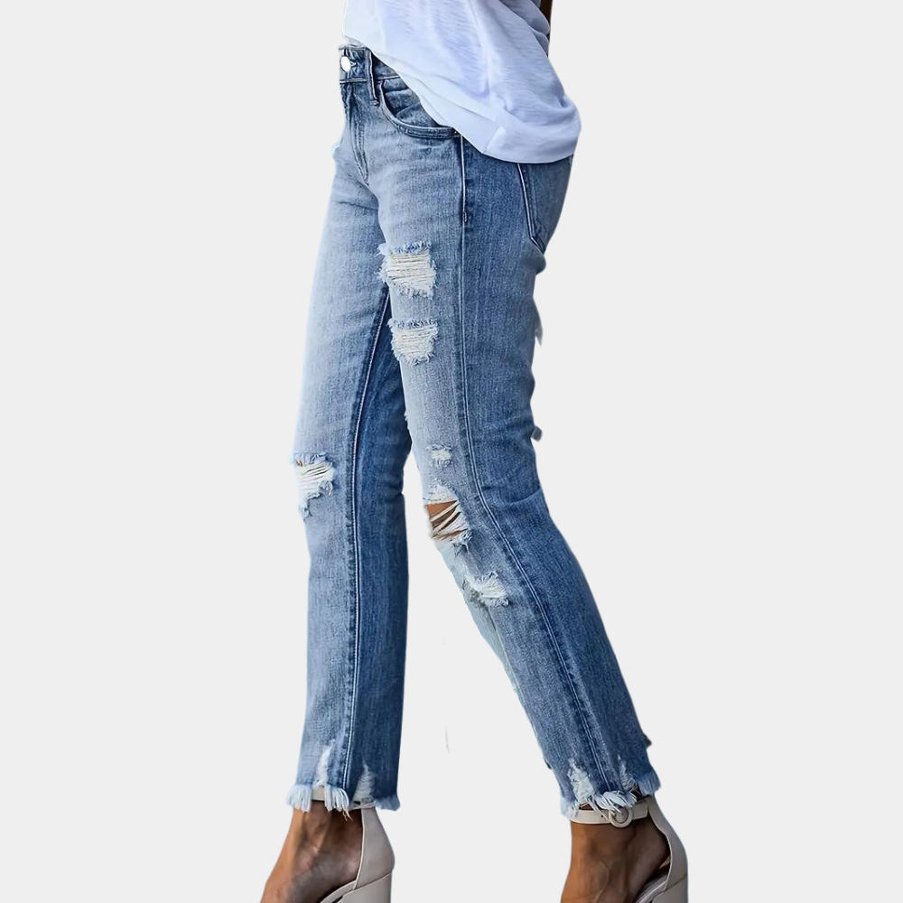 Aldona - Casualowe jeansy damskie z przetarciami