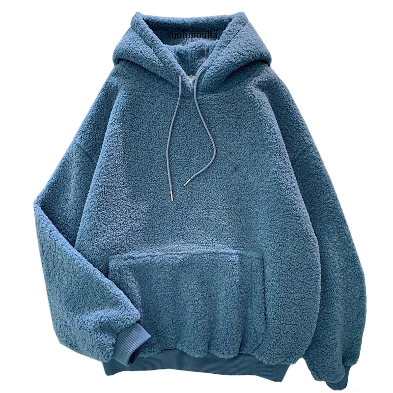 Damska Bluza z Kapturem Oversize z Miękkiego Pluszu