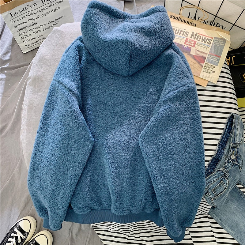 Damska Bluza z Kapturem Oversize z Miękkiego Pluszu