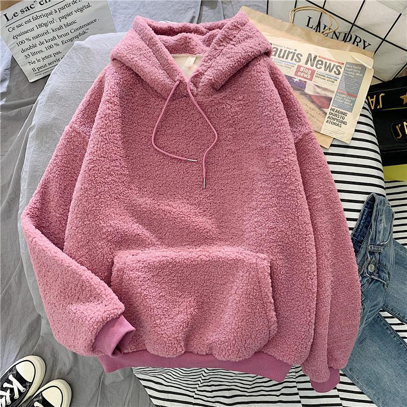 Damska Bluza z Kapturem Oversize z Miękkiego Pluszu