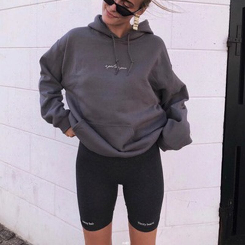 Damskie Szorty Legginsy Sportowe z Napisem