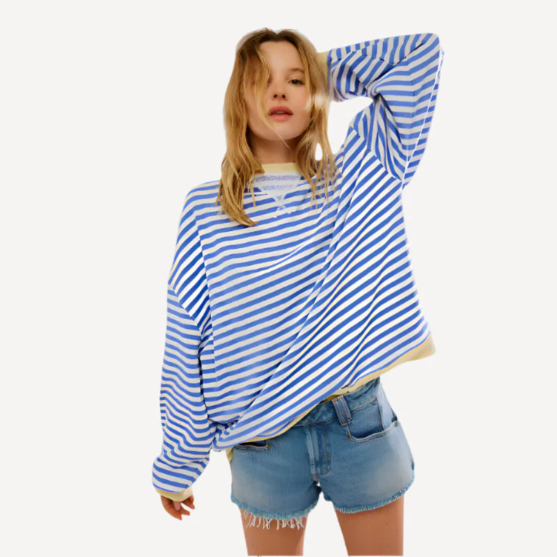 Lucy Damski Sweter – Wygodny Sweter z Luźnym Krojem, Ponadczasowe Paski & Stylowy Design