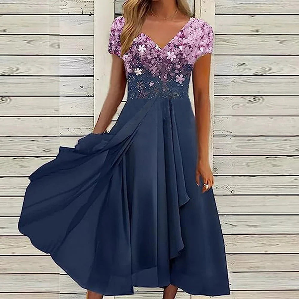 Elegancka sukienka na lato z koronkową górą i rozkloszowanym dołem