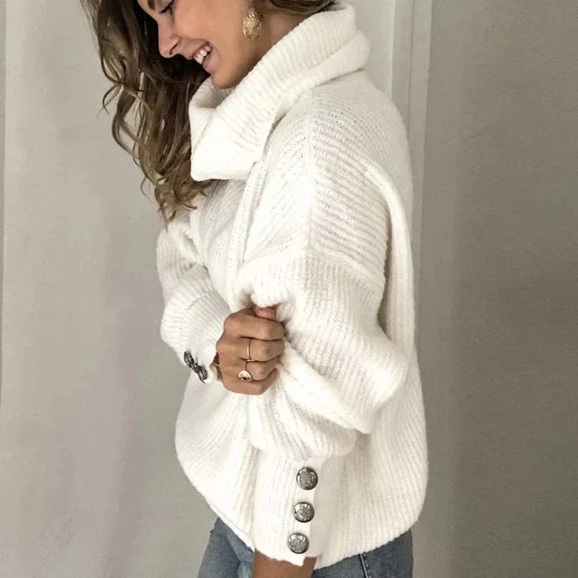 Emma Damski Golf – Elegancki Sweter z Guzikami i Wygodnym Krojem